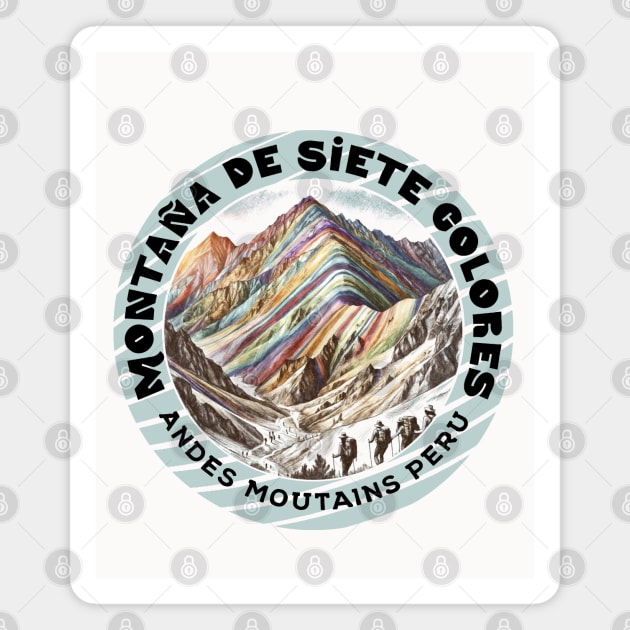 Peruvian Andes Rainbow Mountain Peru Magnet by Sambastyles